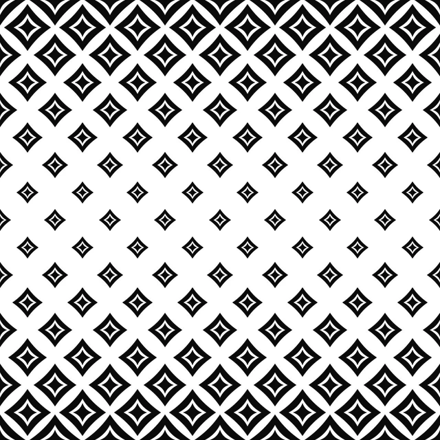 a black and white geometric pattern, a black and white photo, trending on pixabay, art deco, gradient darker to bottom, square shapes, isolated on white background, diagonal