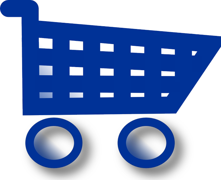 a blue shopping cart on wheels on a white background, pixabay, blue and black scheme, high res, rubber, [ digital art ]!!