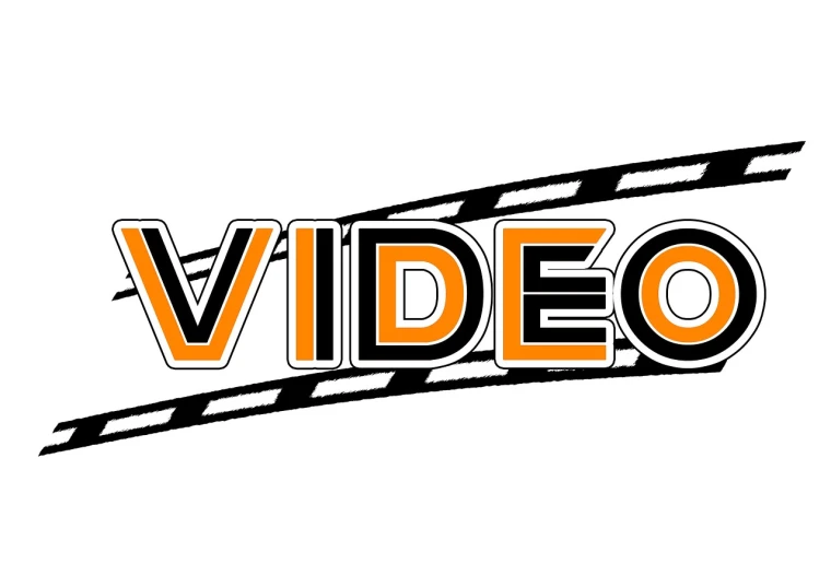 an orange and black video logo on a white background, video art, orange racing stripes, davinci, sd video, gvc design