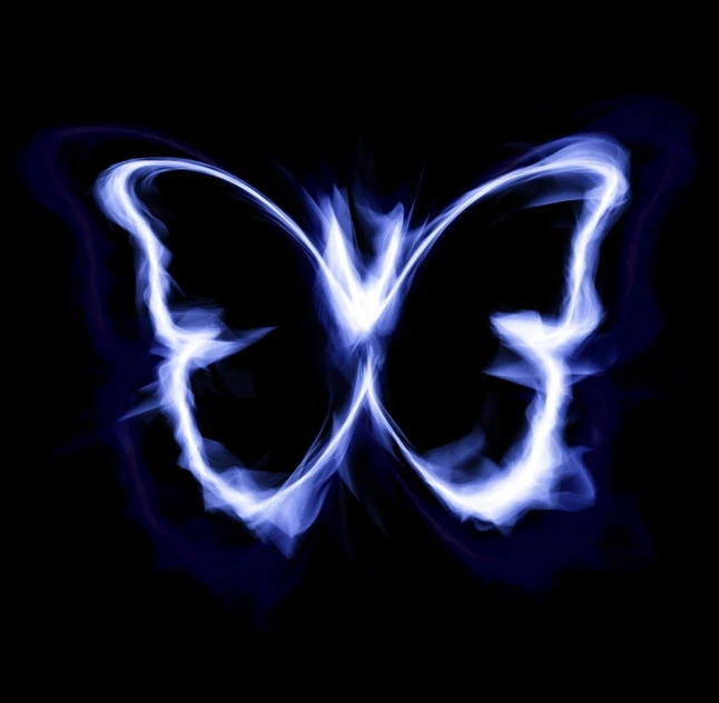 a close up of a butterfly on a black background, a photo, blue fire powers, 2 0 1 0 photo, vector, evil aura