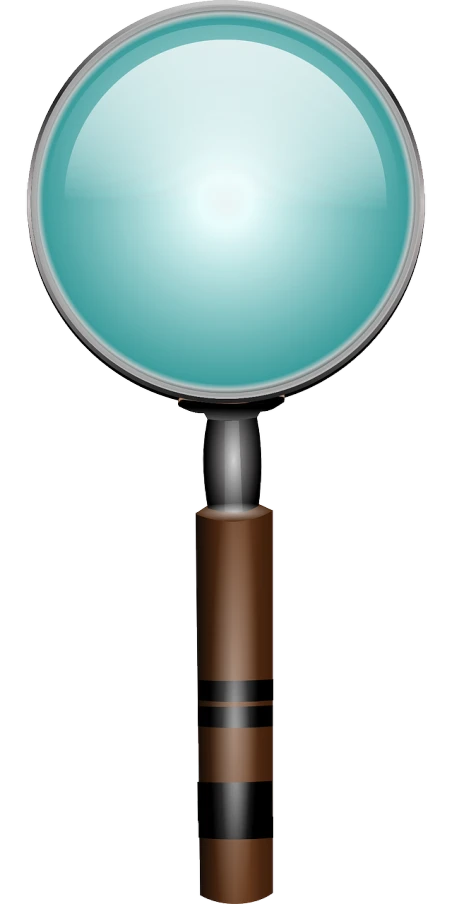 a magnifying glass with a wooden handle, a digital rendering, by Thomas Crane, pixabay, conceptual art, turquoise color scheme, !!! very coherent!!! vector art, steel, ultra long lens