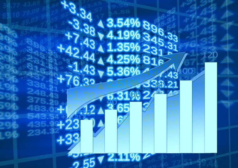 a close up of a bar chart with numbers on it, a digital rendering, digital art, trading stocks, blue - print, herb, group photo