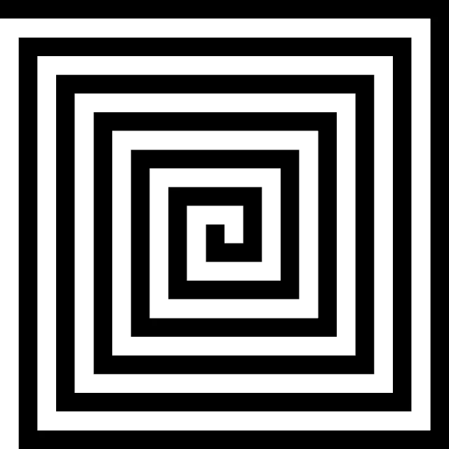 an image of a black and white square, inspired by Josef Albers, reddit, op art, fantasy game spell symbol, uzumaki, unwind!, gorgon