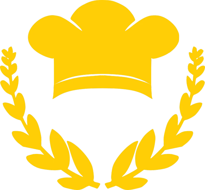 a chef hat and laurel wreath on a black background, inspired by Normand Baker, pixabay, yellow cap, award winning”, tarantino, computer - generated