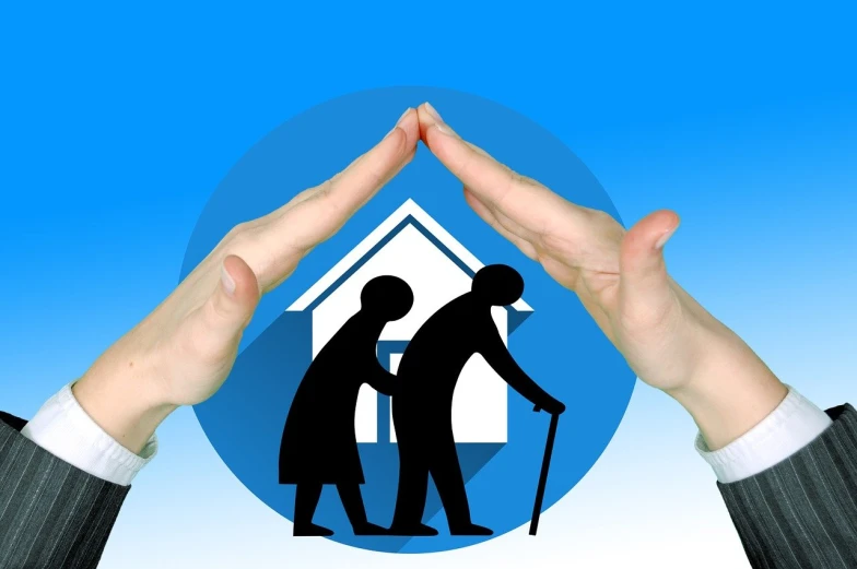 a man and a woman holding hands in front of a house, a digital rendering, trending on pixabay, pop art, elderly woman, holding walking stick, family crest, skilled homeless