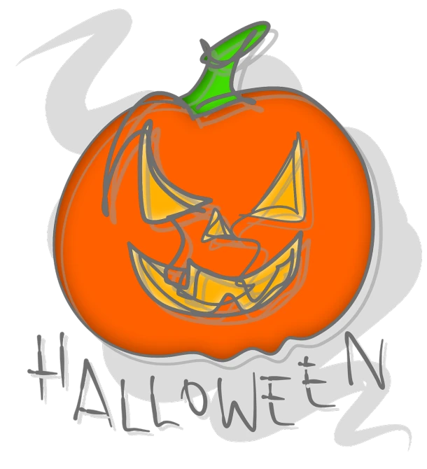 a halloween pumpkin with smoke coming out of it, a digital rendering, by Pamela Drew, graffiti, !!! very coherent!!! vector art, toddler, made in paint tool sai2, marker”