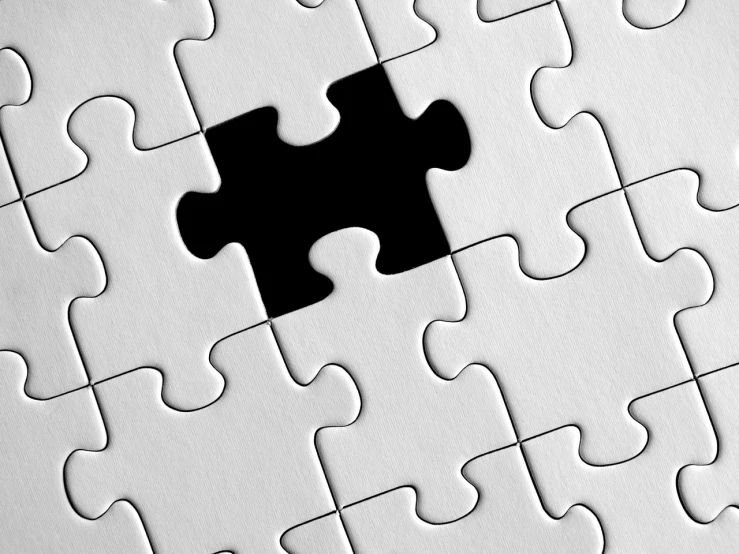 a close up of a puzzle piece with a missing piece, by Paul Davis, precisionism, only black and white, 15081959 21121991 01012000 4k, cut-away, rectangular