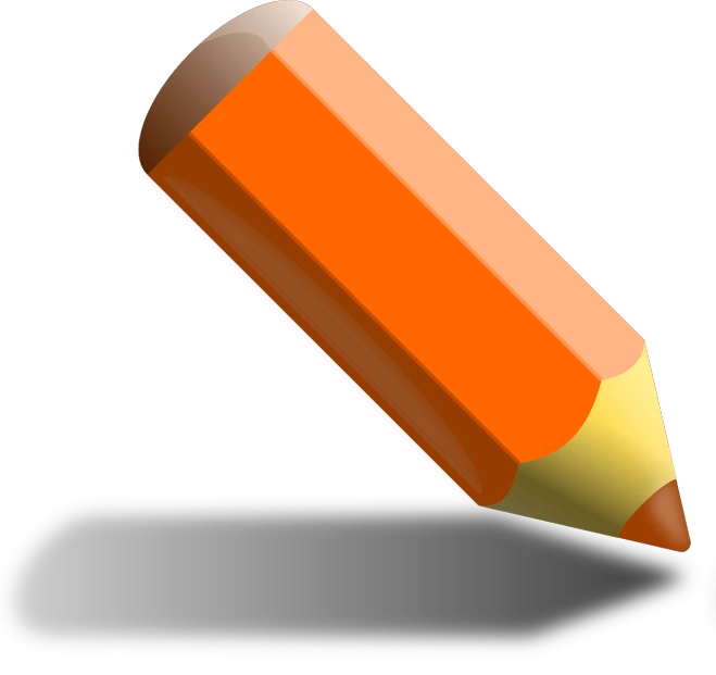 a pencil and a ball on a white background, a drawing, pixabay, visual art, orange and black, sharp nose with rounded edges, precise! vector trace, high - res