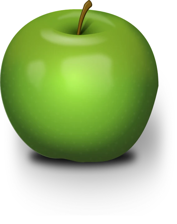 a green apple sitting on top of a plate, a raytraced image, behance contest winner, digital art, hats, vectorized, the background is black, deck