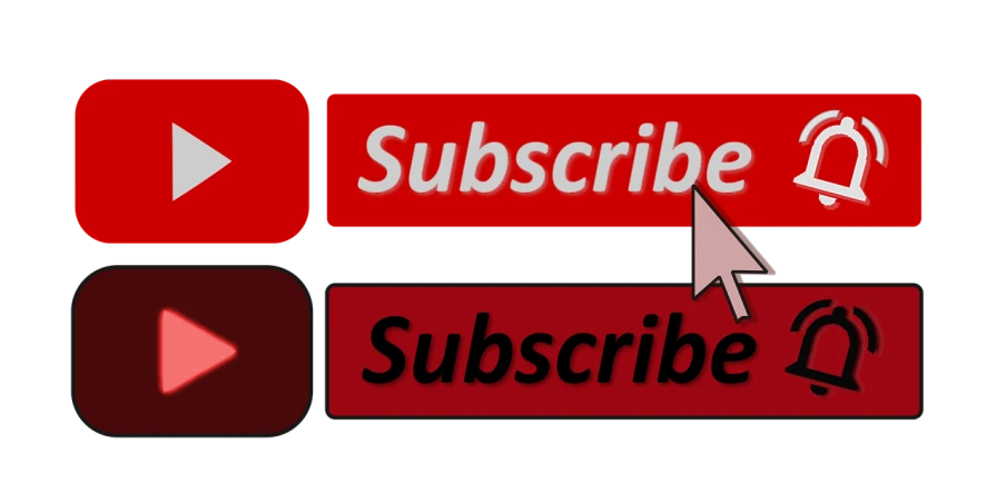 a red subscribe button with a curvy curvy curvy curvy curvy curvy curvy, a digital rendering, pixabay, markiplier, human subjugation, split near the left, stock photo
