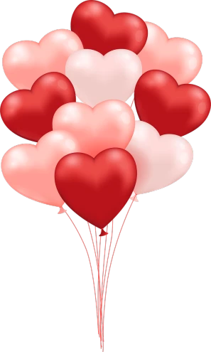 a bunch of red and white heart balloons, a digital rendering, romanticism, pink and black, listing image, with a black background, shaded