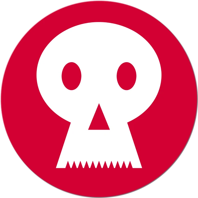 a white skull on a red circle, inspired by Kōno Michisei, flickr, mingei, noxious poison diaper, newgrounds, banpresto, children