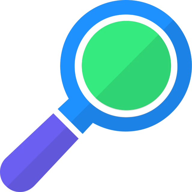 a magnifying glass on a black background, pixabay, green and blue color scheme, discord profile picture, kids, inspect in inventory image