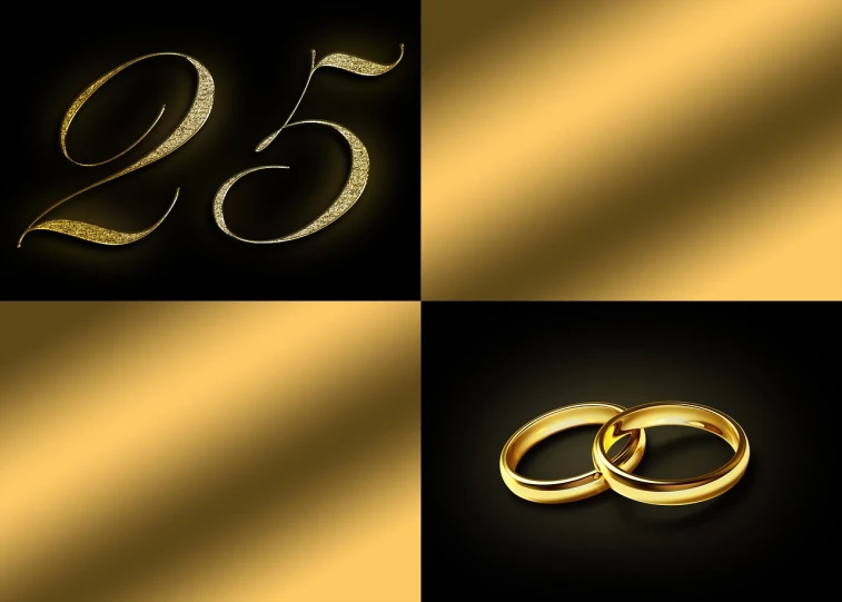 a couple of gold wedding rings sitting next to each other, a digital rendering, trending on pixabay, digital art, 2 5 th anniversary music video, various backgrounds, countdown, iso-250