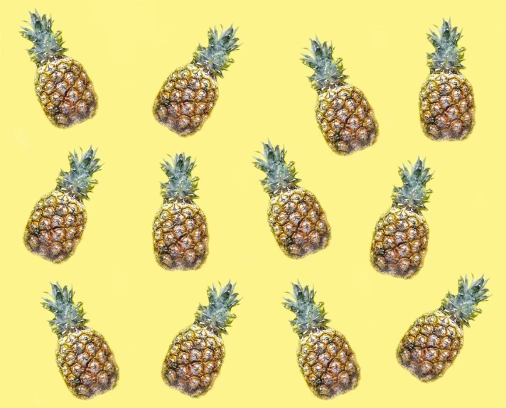 a bunch of pineapples on a yellow background, an illustration of, by John Luke, shutterstock, repeat pattern, watercolor painting style, stock photo