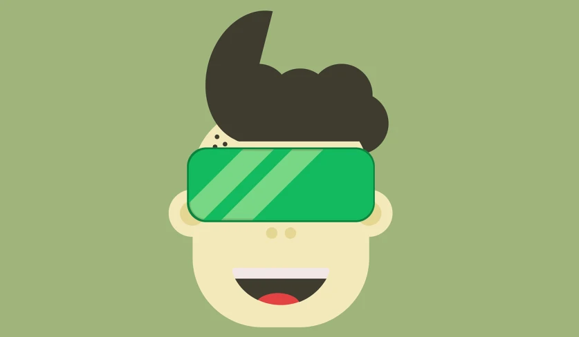 a man with a pair of glasses on his head, a digital rendering, inspired by Emiliano Ponzi, shutterstock, green colored skin, happy kid, flat icon, japanese animation style