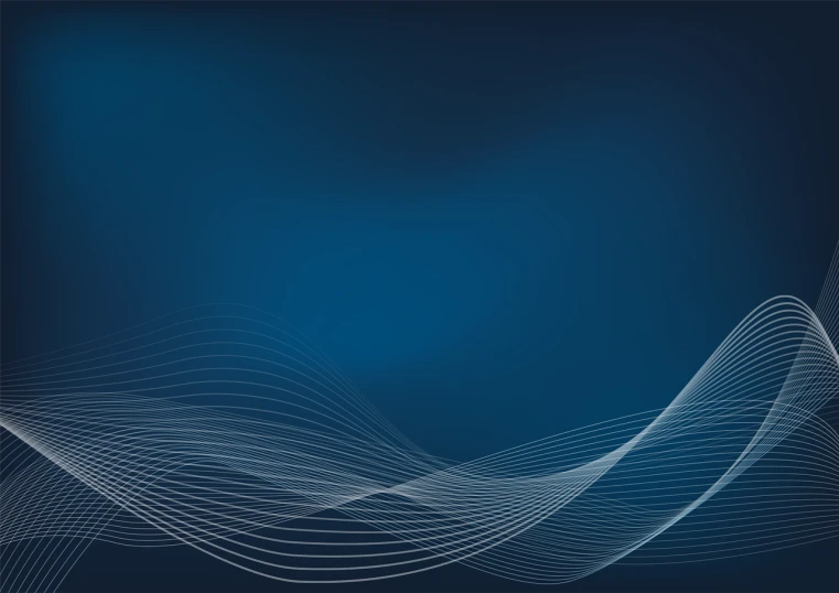 a wave of white lines on a dark blue background, soft mist, shiny background, without text, on simple background