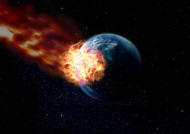 a close up of an object with a star in the background, an illustration of, shutterstock, planet earth exploding, stock photo, hd wallpaper, very sad