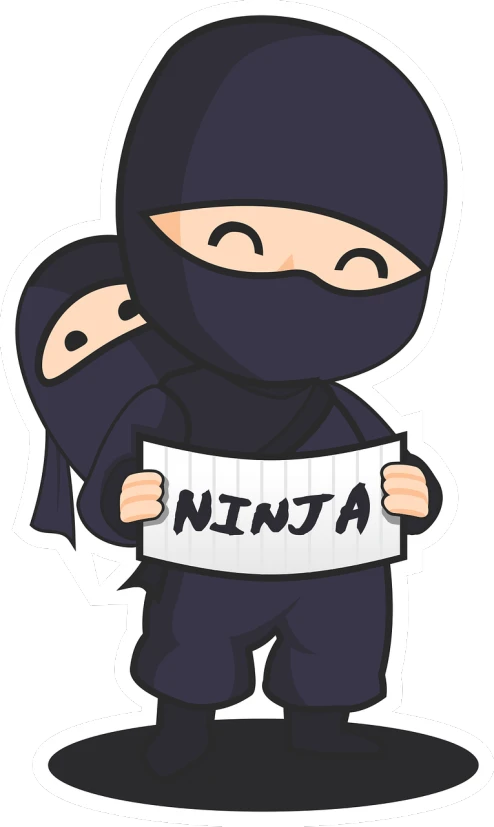a cartoon ninja holding a sign that says ninja, a cartoon, pixabay, lowres, best photo, background image