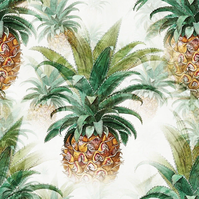 a watercolor painting of a bunch of pineapples, an illustration of, by Aleksander Kotsis, shutterstock, art deco, seamless texture, raphael personnaz, title, exotic trees