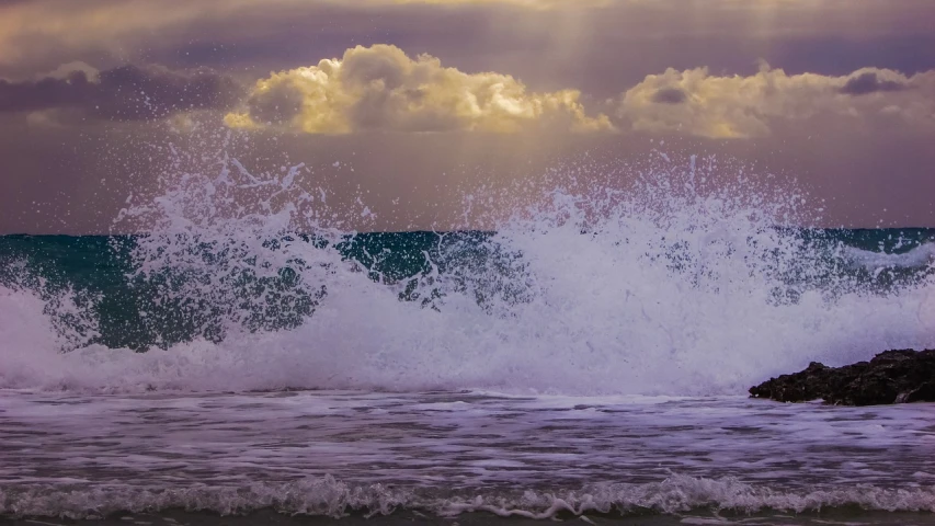 a man riding a wave on top of a surfboard, unsplash, romanticism, lilac sunrays, storm at sea, sea foam, bursting with holy light