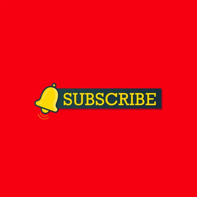 a sign that says subscribe on a red background, by Nicholas Marsicano, trending on shutterstock, happening, black and yellow and red scheme, low quality footage, avatar image, simple and clean illustration