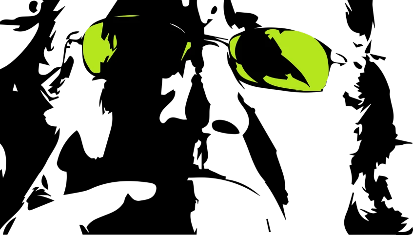 a close up of a cat's eyes in the dark, inspired by Brian Dunlop, deviantart, conceptual art, green and black color scheme, lucio from overwatch, silhouette, rendered in nvidia's omniverse