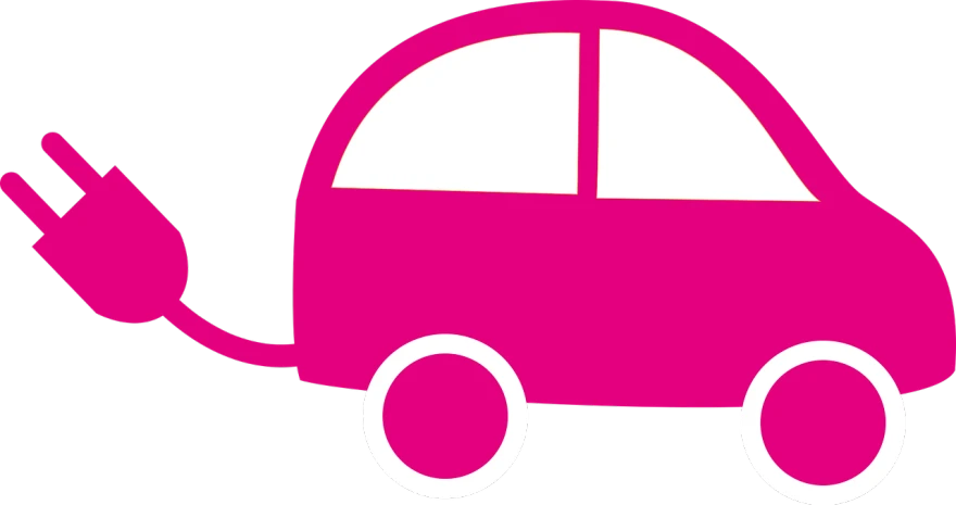 a pink car with a plug sticking out of it's side, pixabay, mingei, hot pink and black, graphic”, [ organic, blank