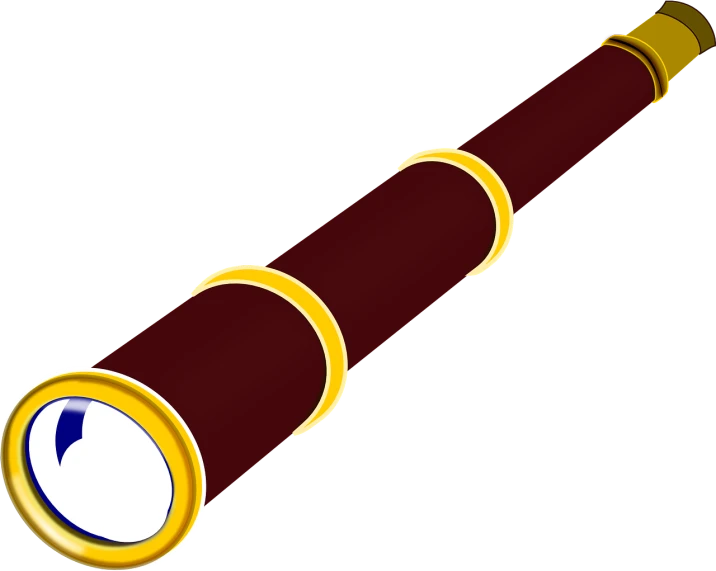 a close up of a telescope on a black background, a digital rendering, inspired by Carl Gustaf Pilo, pixabay, conceptual art, maroon, glass and gold pipes, no gradients, 16th century