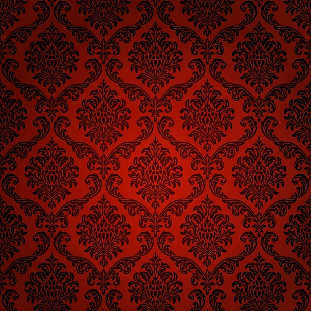 a red and black wallpaper with ornate designs, vector art, shutterstock, tileable texture, living room wall background, on a red background, detailed clothes texture