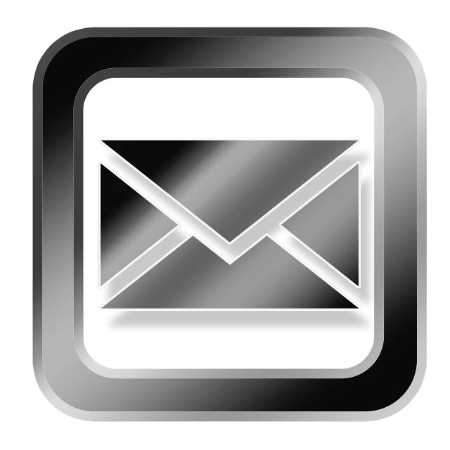 a metal button with a mail icon on it, a digital rendering, pixabay, computer art, black theme, modern high sharpness photo