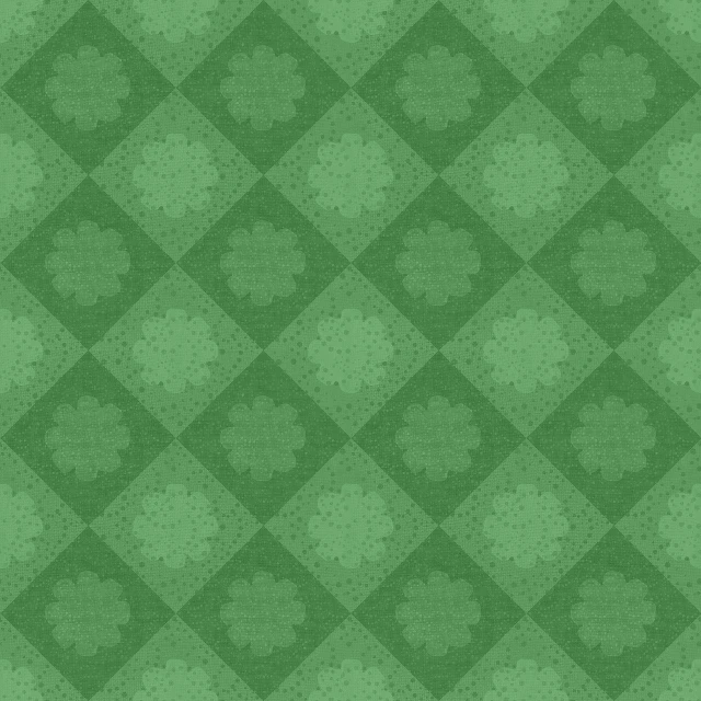 a pattern of four leaf clovers on a green background, inspired by Art Green, diamond texture, tiled room squared waterway, subtle lovecraftian vibes, low quality photo