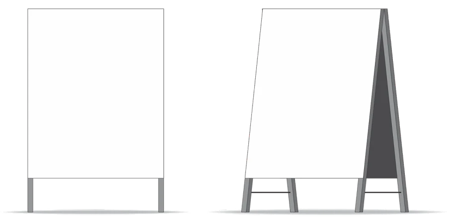 a couple of signs sitting next to each other, inspired by Ota Bubeníček, digital art, whiteboards, front back view and side view, no - text no - logo, screencapture