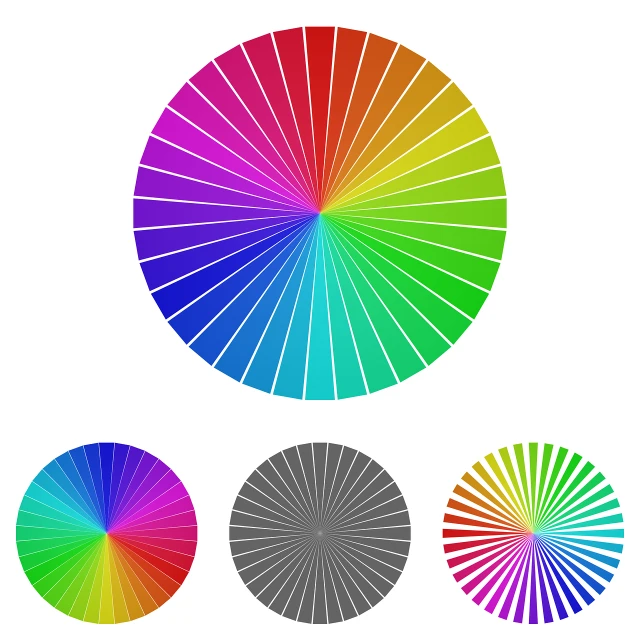 the colors of the rainbow are arranged in a circle, color field, color vector, chiho aoshima color scheme, gray color, 2 tone colors only