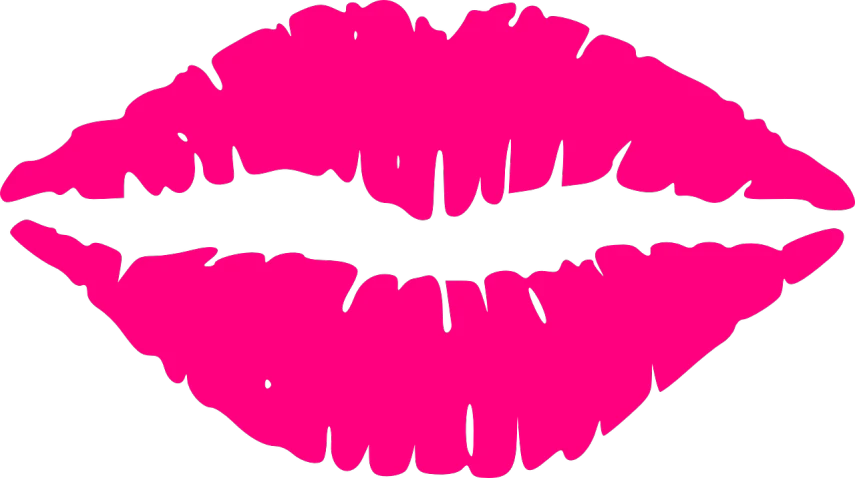 a close up of a pink lip on a black background, a digital rendering, pop art, digital art - w 640, clipart, kissing smile, ideas