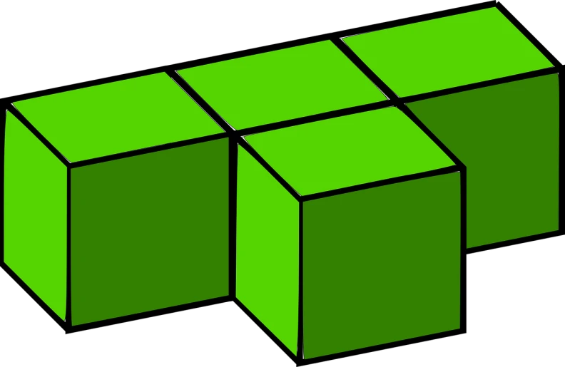 three green cubes on a black background, a raytraced image, inspired by Ernő Rubik, deviantart, wikihow illustration, simple path traced, cut-scene, colored lineart