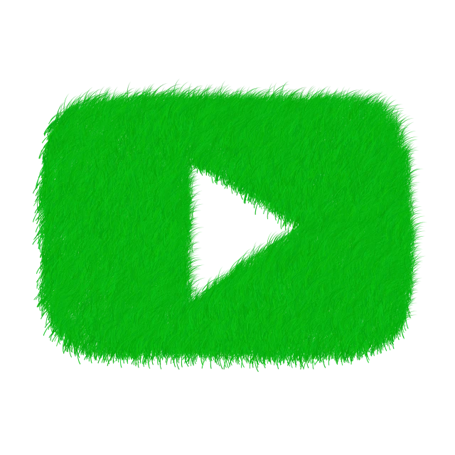 a green youtube logo on a black background, a picture, video art, soft fur texture, grass texture material, 🎨🖌, 2 d illustration