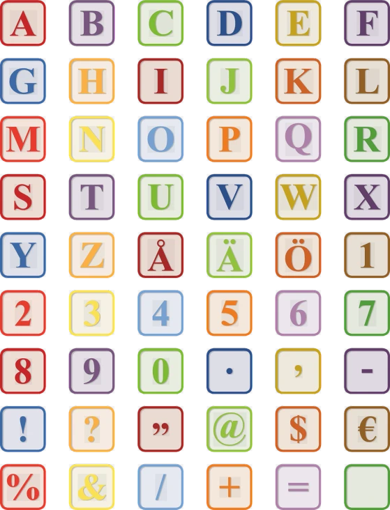 a set of colorful alphabets and numbers on a black background, inspired by Zsolt Bodoni, tiles, very detailed picture, journalism, wonderful scene