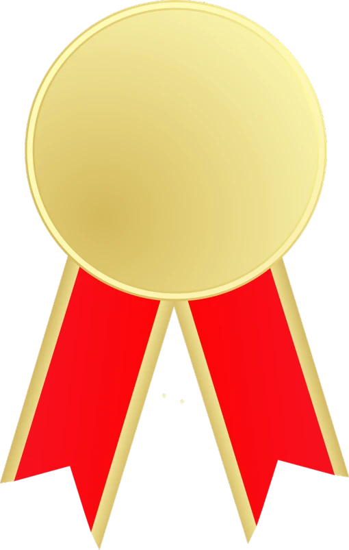 a gold medal with a red ribbon around it, pixabay contest winner, computer art, pierced, very very low quality picture, a tall, long