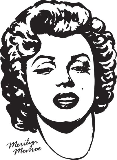 a black and white drawing of a woman's face, vector art, inspired by Marilyn Bendell, pop art, on a flat color black background, cartoons, vinyl, the iron lady
