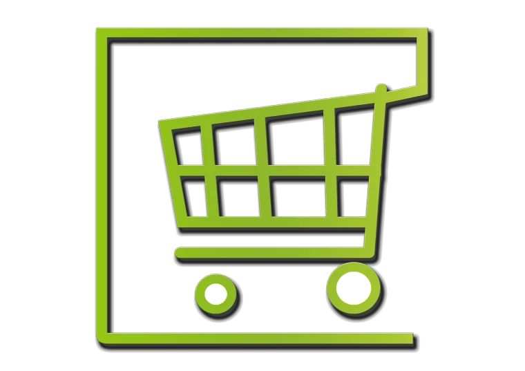 a green shopping cart icon on a black background, flickr, bauhaus, alien shop, by joseph binder, plans, epk