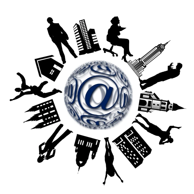 a group of people standing around a globe, an illustration of, computer art, email, aaaaaaaaaaaaaaaaaaaaaa, sports logo, digital domain