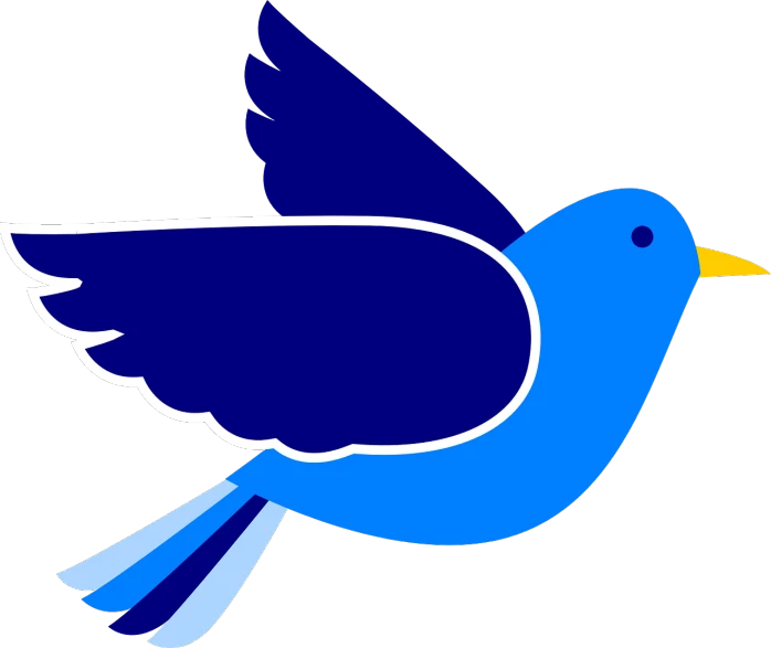 a blue bird with a yellow beak flying, an illustration of, inspired by Paul Bird, pixabay, !!! very coherent!!! vector art, 7 0 s photo, computer generated, with a black background