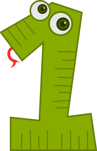 a cartoon green number one with eyes and a tongue, dada, long neck, istockphoto, paper, 12