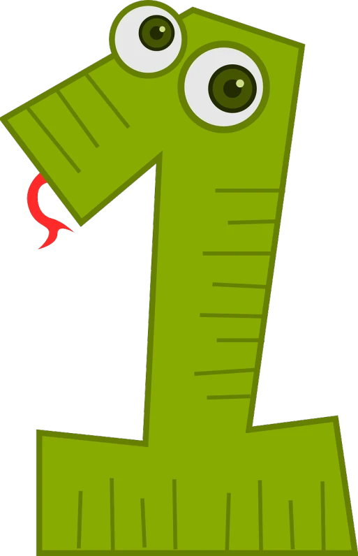 a cartoon green number one with eyes and a tongue, dada, long neck, istockphoto, paper, 12