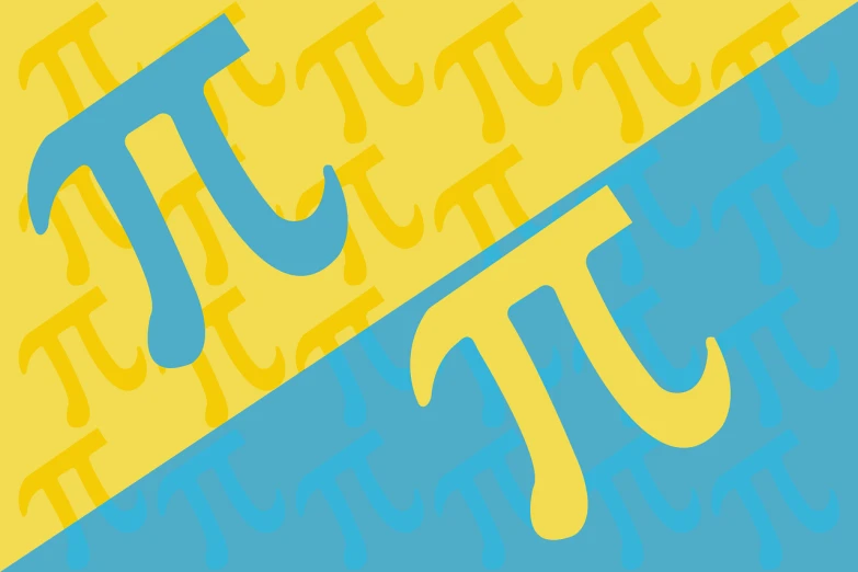 a pi symbol on a blue and yellow background, an illustration of, two colors, fancy, half image, an illustration