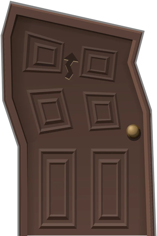 a brown door with a gold knob, a digital rendering, by Joseph Henderson, conceptual art, cartoony, cutout, [ horror game ], a labeled