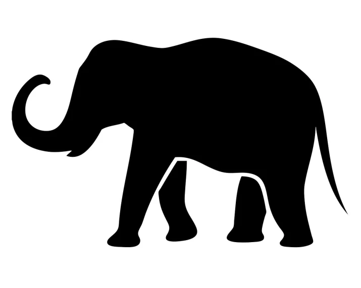 a silhouette of an elephant on a white background, trending on pixabay, 3840 x 2160, grain”, award-winning”, frog - elephant creature