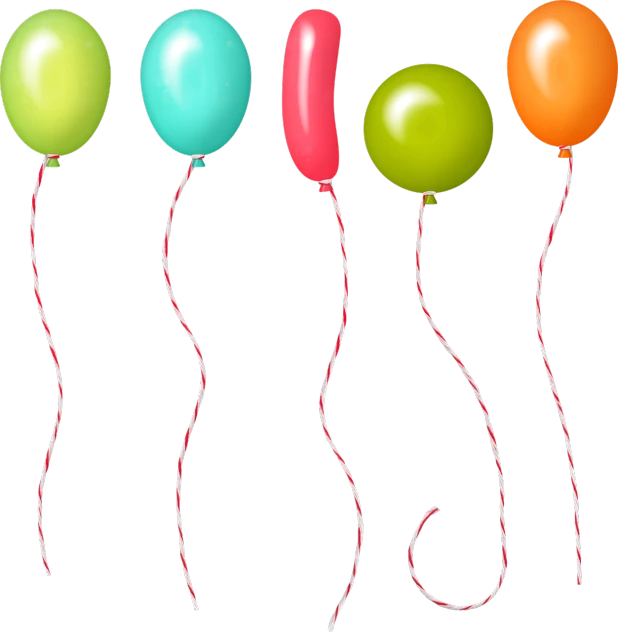 a group of colorful balloons tied to a string, a digital rendering, on a flat color black background, cutie mark, simple path traced, twisty