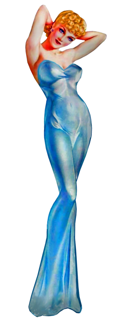a painting of a woman in a blue dress, a hologram, inspired by Jean Delville, featured on zbrush central, figurative art, human leg photography, fullbodysuit, transparent, chromostereopsis